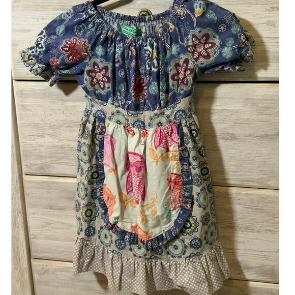 Kriss Lee Creations  Handmade Floral Dress with Apron - Size 6 - Picture 1 of 3